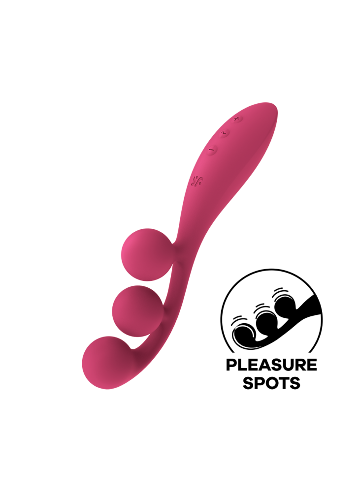 Vibromasseur triple stimulation flexible, anal, vaginale, clitoridienne Tri Ball rouge USB Satisfyer - CC597817